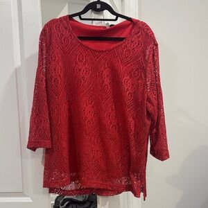 Southern Lady Red Lace Blouse